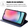 Coque intégrale pour samsung galaxy a24 protection en cuir pu bleu marine