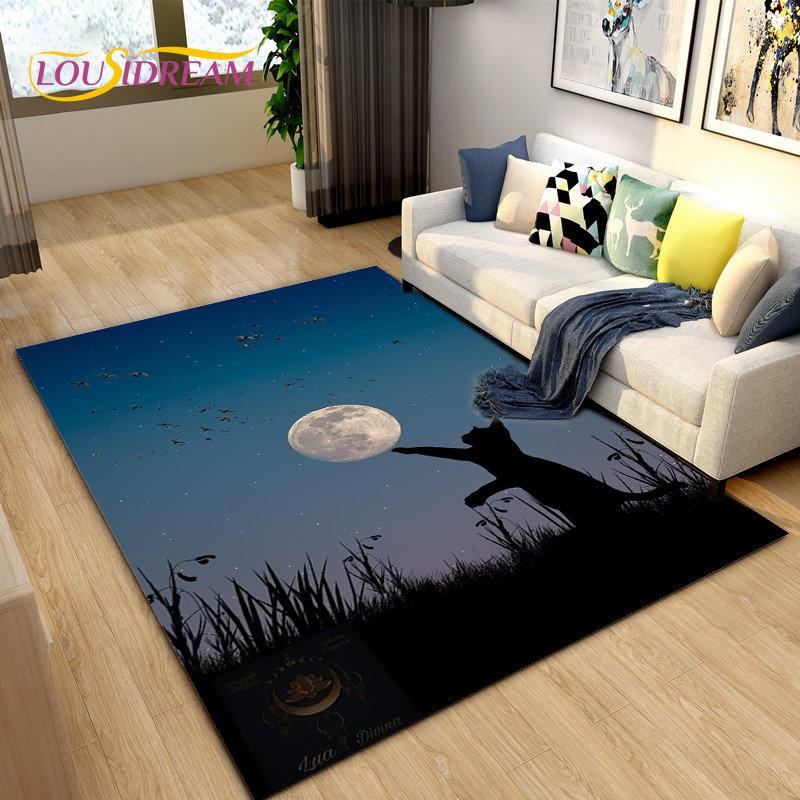 3D Cartoon Cute Cat Area Rug,Carpet Rug for Home Living Room Children's Bedroom Sofa Doormat Decor,Kitchen Non-slip Floor Mat