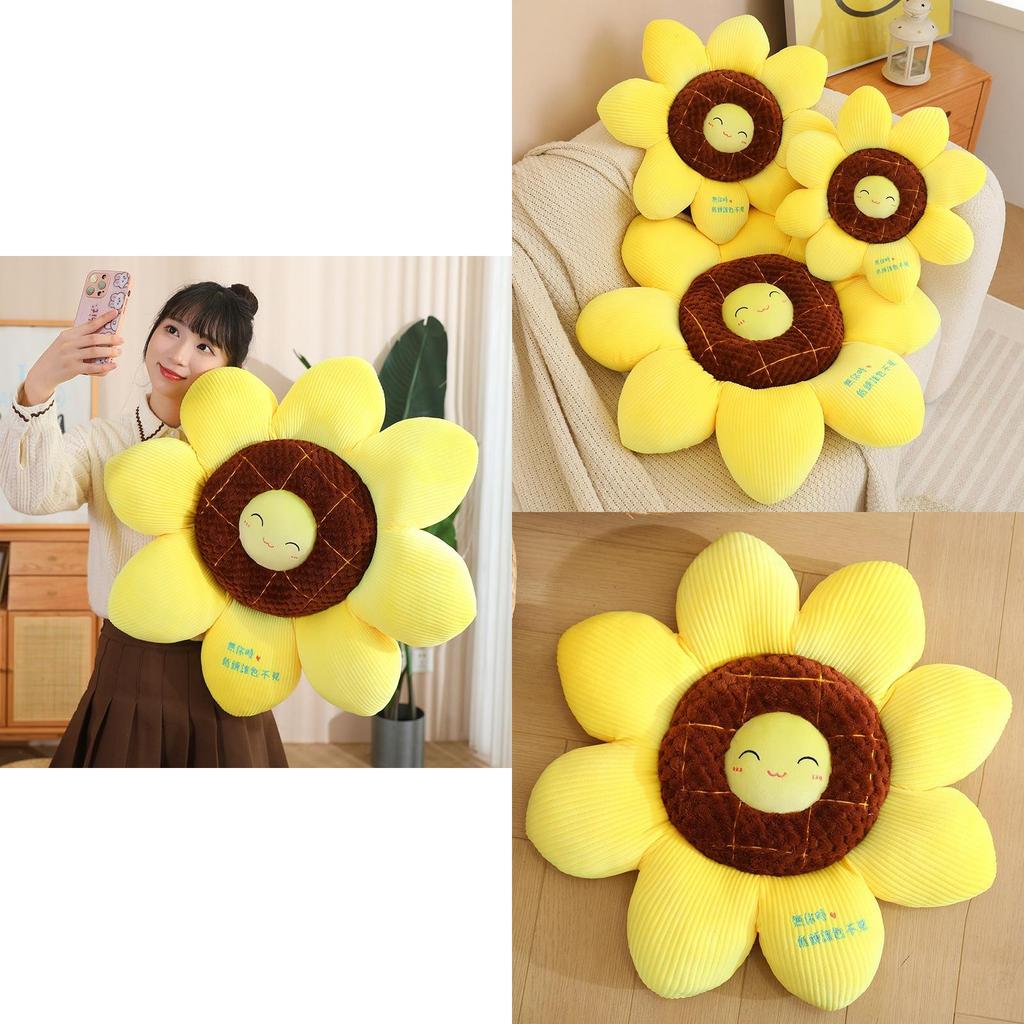 Sunflower Plush Pillow Decorative Cushion Car Backrest Office Chair Backrest Home Sofa Pillow 40cm