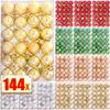 144/24Pcs Christmas Colored Balls Christmas Tree Hanging Painting Pendant Ornament DIY Home New Year Party Gift Decoration 3cm