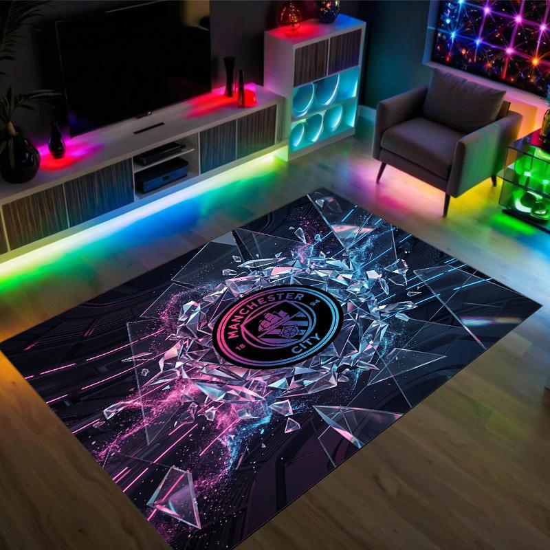 Manchester City Design Crystal Velvet Carpet Cozy Non?Slip Printed Rug For Bedroom Living Room Entrance