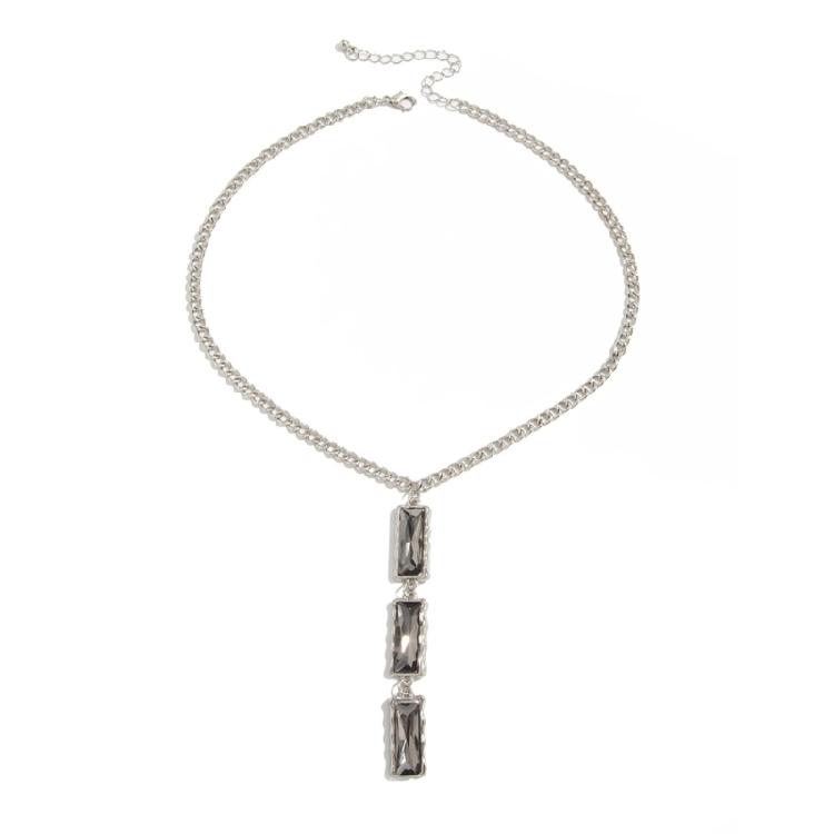 Occasion Ready Black Acrylic Rhinestones Pendant Clavicle Chain Long Chain Necklace for Various Event Gift Giving