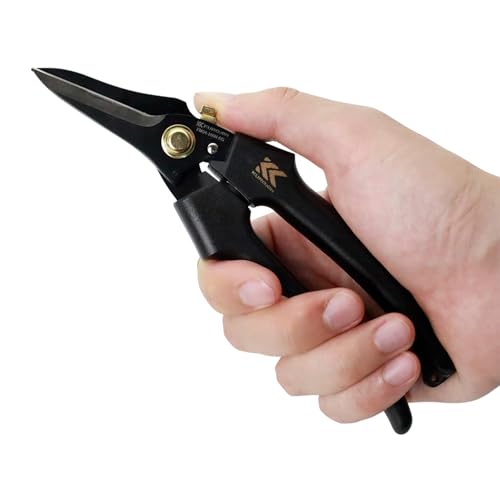 Fujiya Electrician's Straight Scissors with Lock, Black and Gold, FM04-180NL-BG