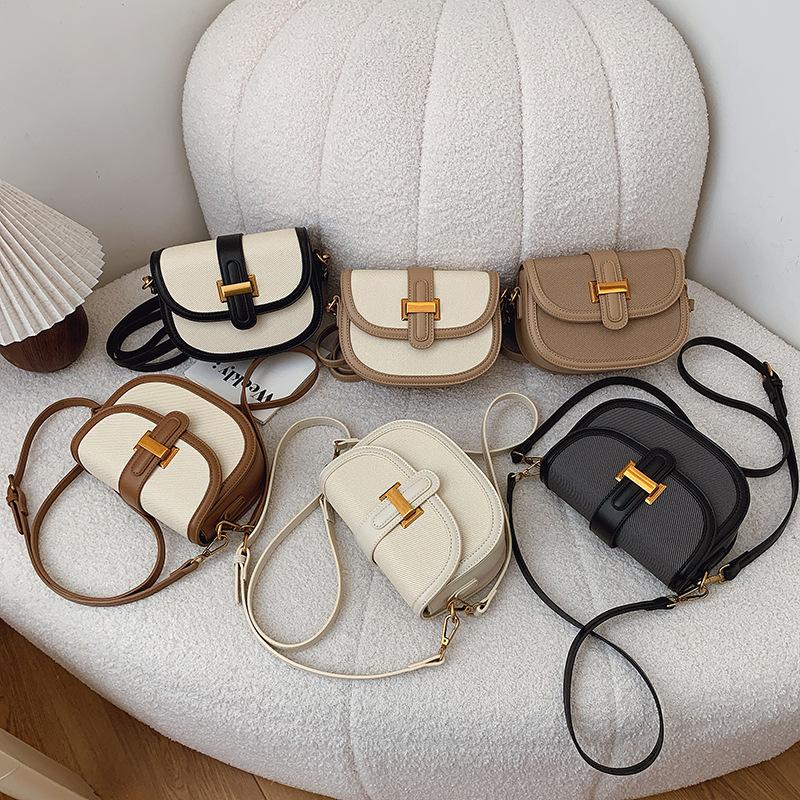 New Niche Design Popular Contrasting Color Saddle Bag Single Shoulder Oblique Span Trendy Versatile Women's Bag