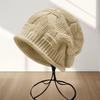 Women's Large Head Circumference Wool Knitted Slouchy Beanie - Warm, Fashionable Autumn/Winter Hat