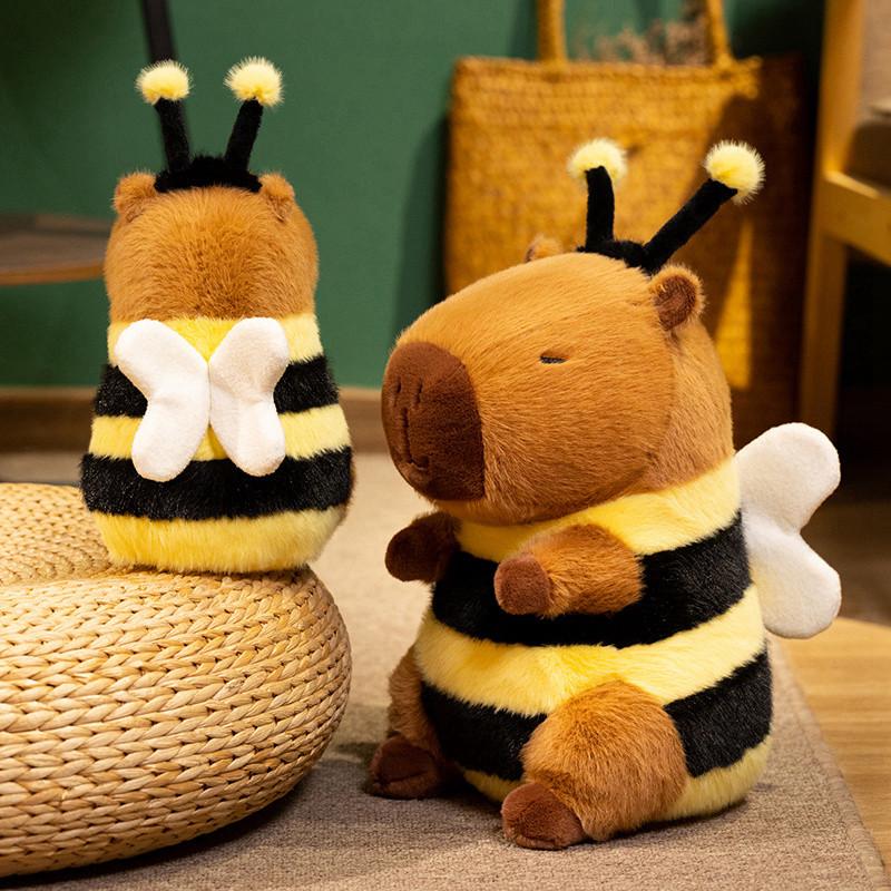 Kawaii Bee Capybara Plush Toy Simulation Bee Capybara Plush Doll Soft Stuffed Animal Toy for Kids Capybara Lovers Room Decor