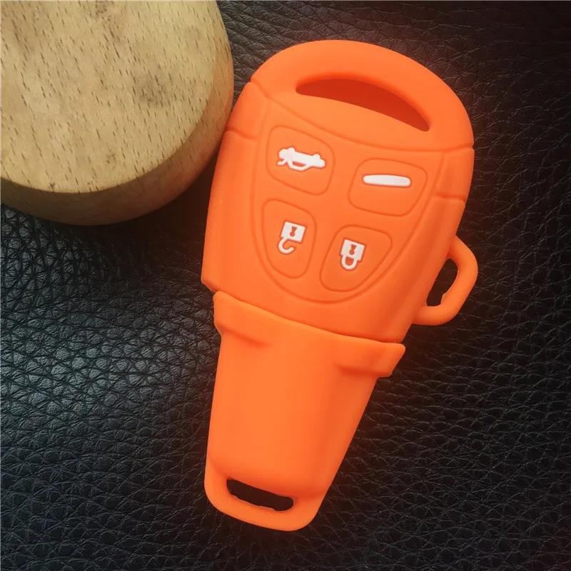 

New 4 Buttons silicone rubber car key case shell cover For SAAB 9-3 9-5 93 95 Blank Remote Car Key Shell Fob Case Cover помаранчевий