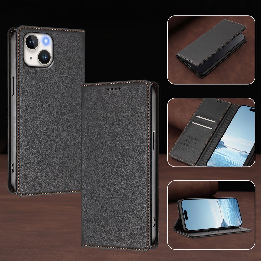 Magnetic Leather Wallet Flip Phone Case, Shockproof Kickstand Card Slot Cover for iPhone 15 14 13 Pro Max Pro Plus Cover
