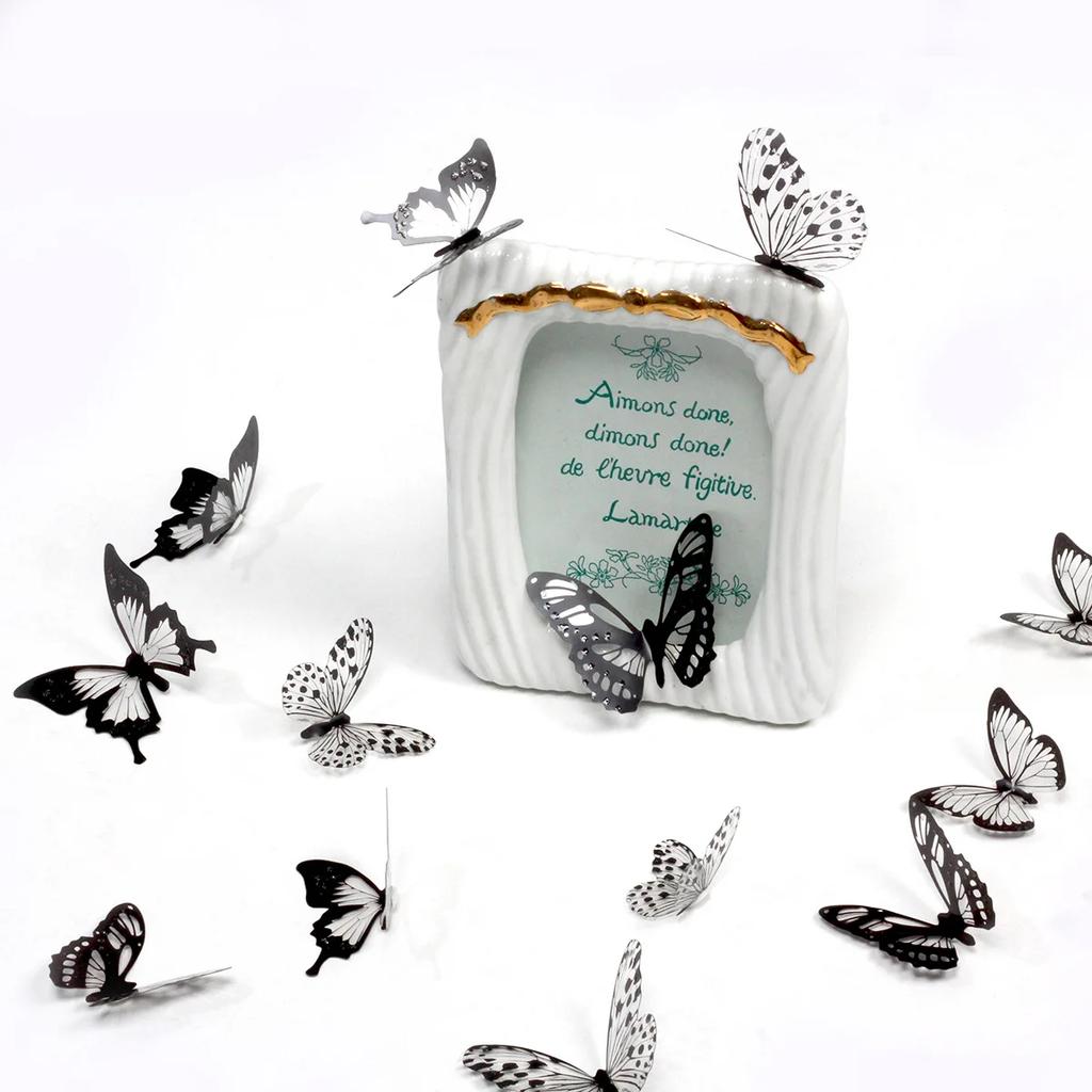 18pcs/lot Black White Butterflies Butterflies 3D PVC Wall Sticker Home DIY Decoration Beautiful Butterfly Living Room for Kids