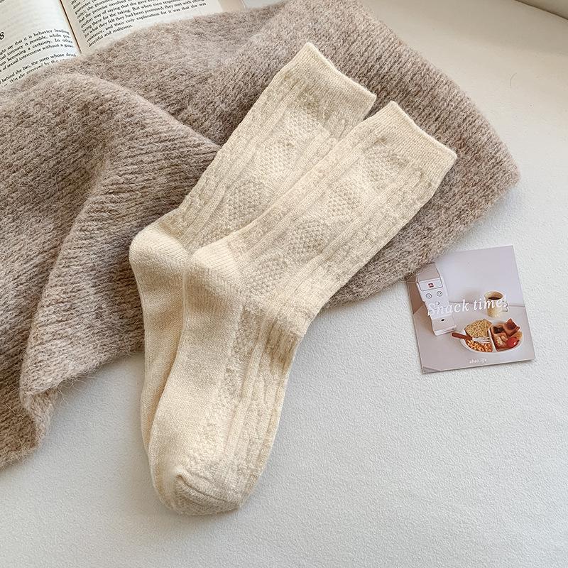 Women’s Cashmere Wool Socks - Velvet Thickened, Mid-Tube, Long Pile, Warm for Autumn and Winter