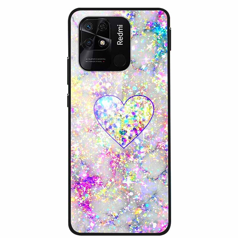 For Redmi 10C Case Luxury Tempered Glass Back Cover Hard Case For Xiaomi Redmi 10C 10 C Capa Redmi10C Shockproof Funda Coque