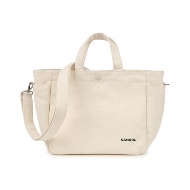 KANGOL Tumbler Canvas Medium Tote Bag Ivory 3813