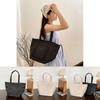 Spacious Nylon Canvas Tote Bag For Women Stylish Commuter Handheld Bag In Black And Cream