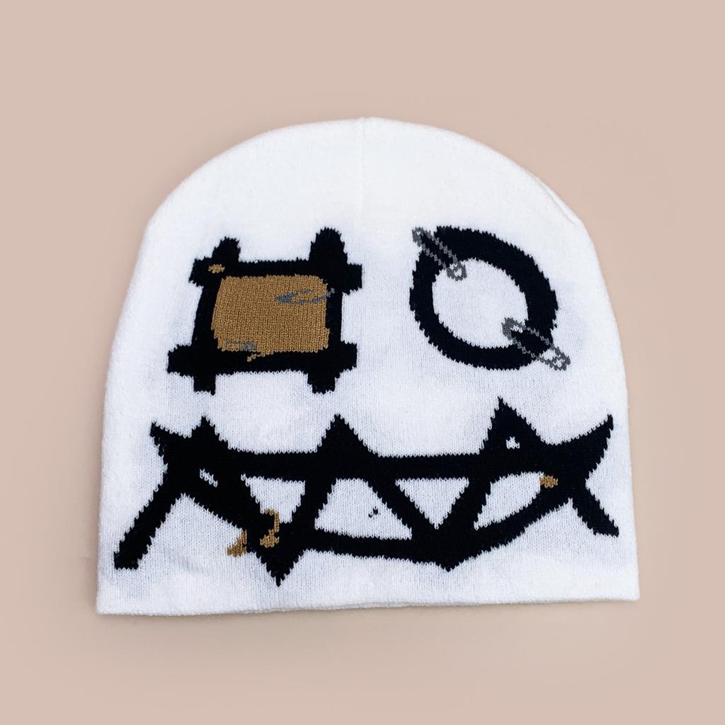 Autumn And Winter American Personality Pin Jacquard Knitted Hat Men And Women Warm Halloween Street Cold Hat Pullover Hat