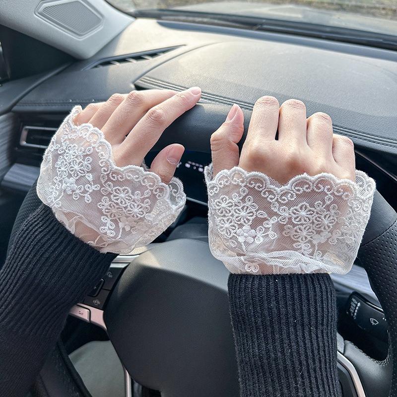 Fashionable White Ruffles Pleated Fake Sleeves Detachable Cuffs Chiffon Fake Cuffs Clothing Decoration Korean Arm Warmers