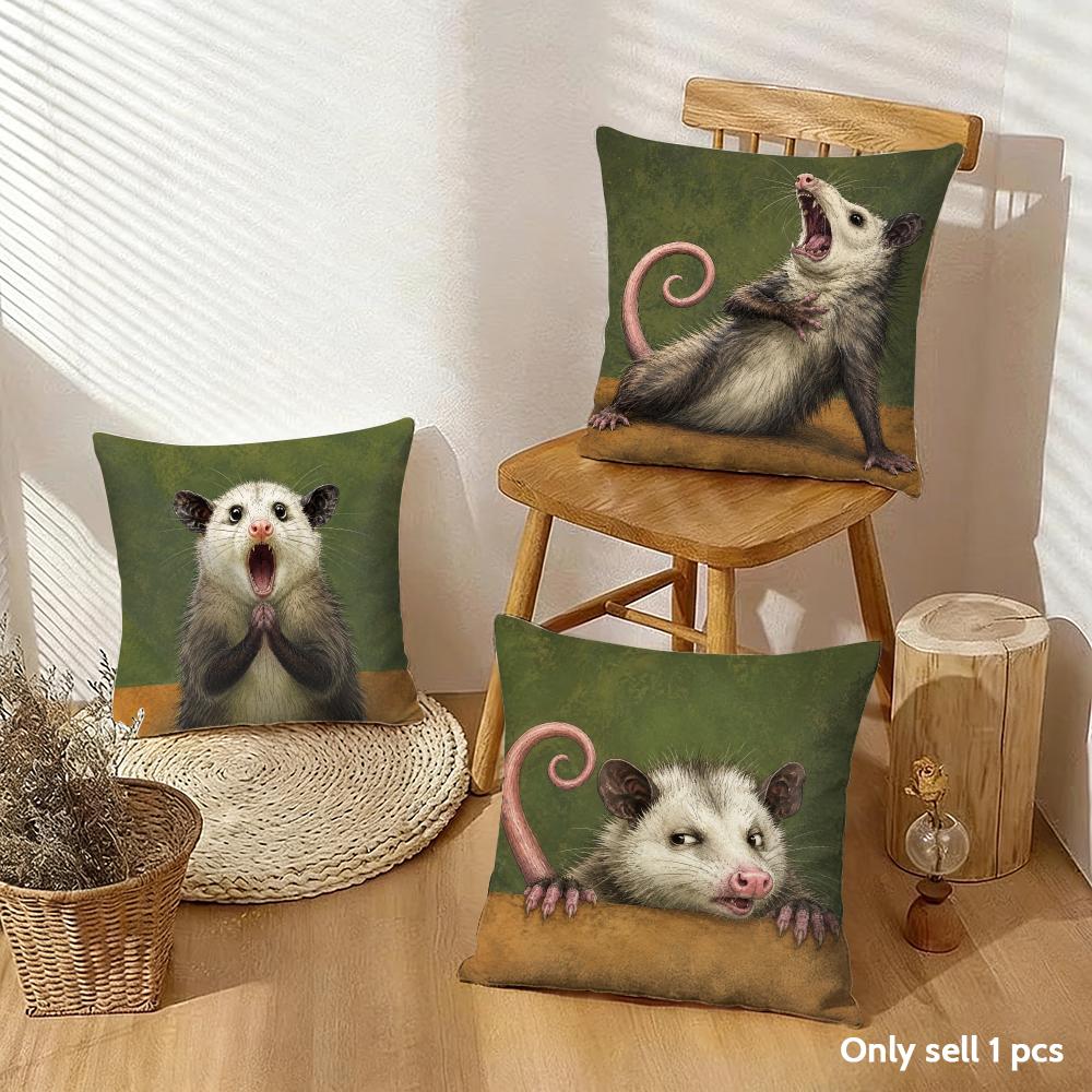 Farmhouse Style Modern Opossum Cushion Cover Organic Short Plush Cushion Covers Machine Washable Wrinkle-Resistant Soft Durable