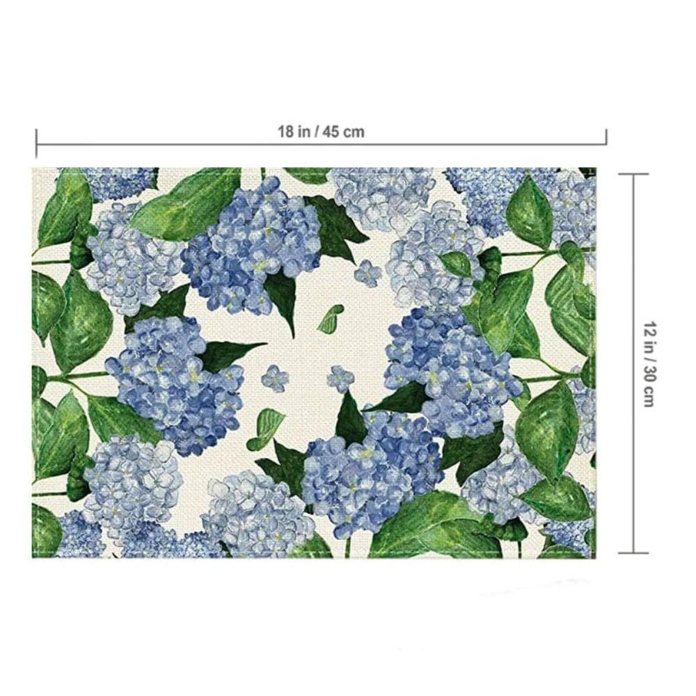 Heat Resistant Table Mat Anti Slip Tableware Pad Green Plants Linen Placemat  Table Decoration