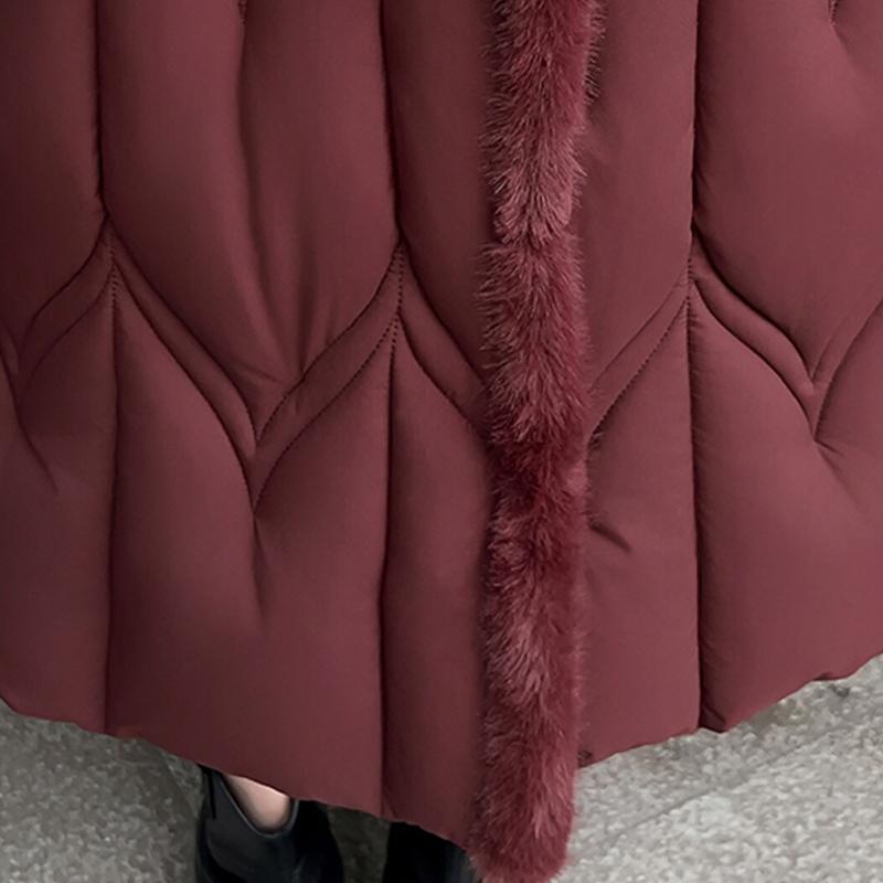 Plussstørrelse L-7XL Mote Vinterjakker Dame Lang Parkas Hette Løs Tykk Varm Overfrakk Casual Damekåper Med Belte