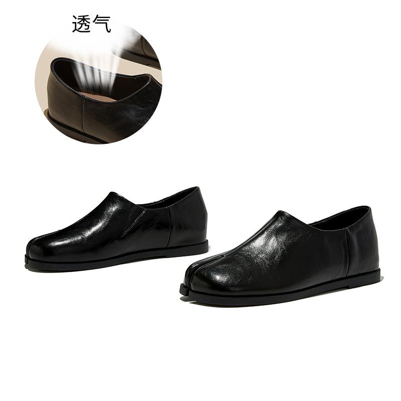First layer sheepskin insole pig s trotters split-toed shoes 2026 spring one-pedal retro single shoes casual women s shoes 35