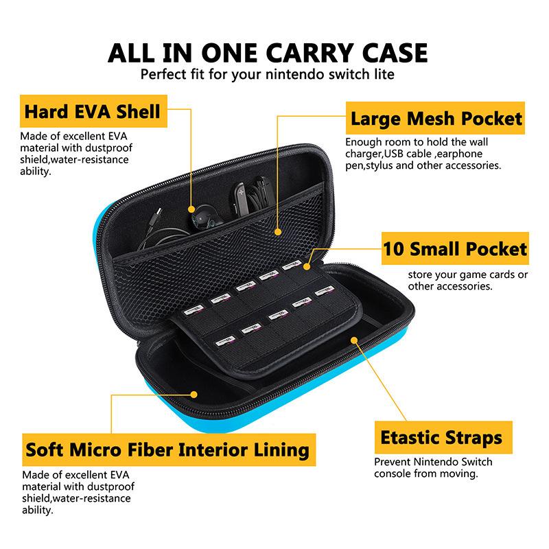 Carrying Case for Nintendo Switch OLED Model 2021/Switch 2017, [Shockproof] Hard Shell Protective Cover Travel Bag with 10 Game Card Slots