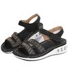 New thick-soled wedge heel large size one-word with sequined rhinestone thick-soled air cushion sandals women