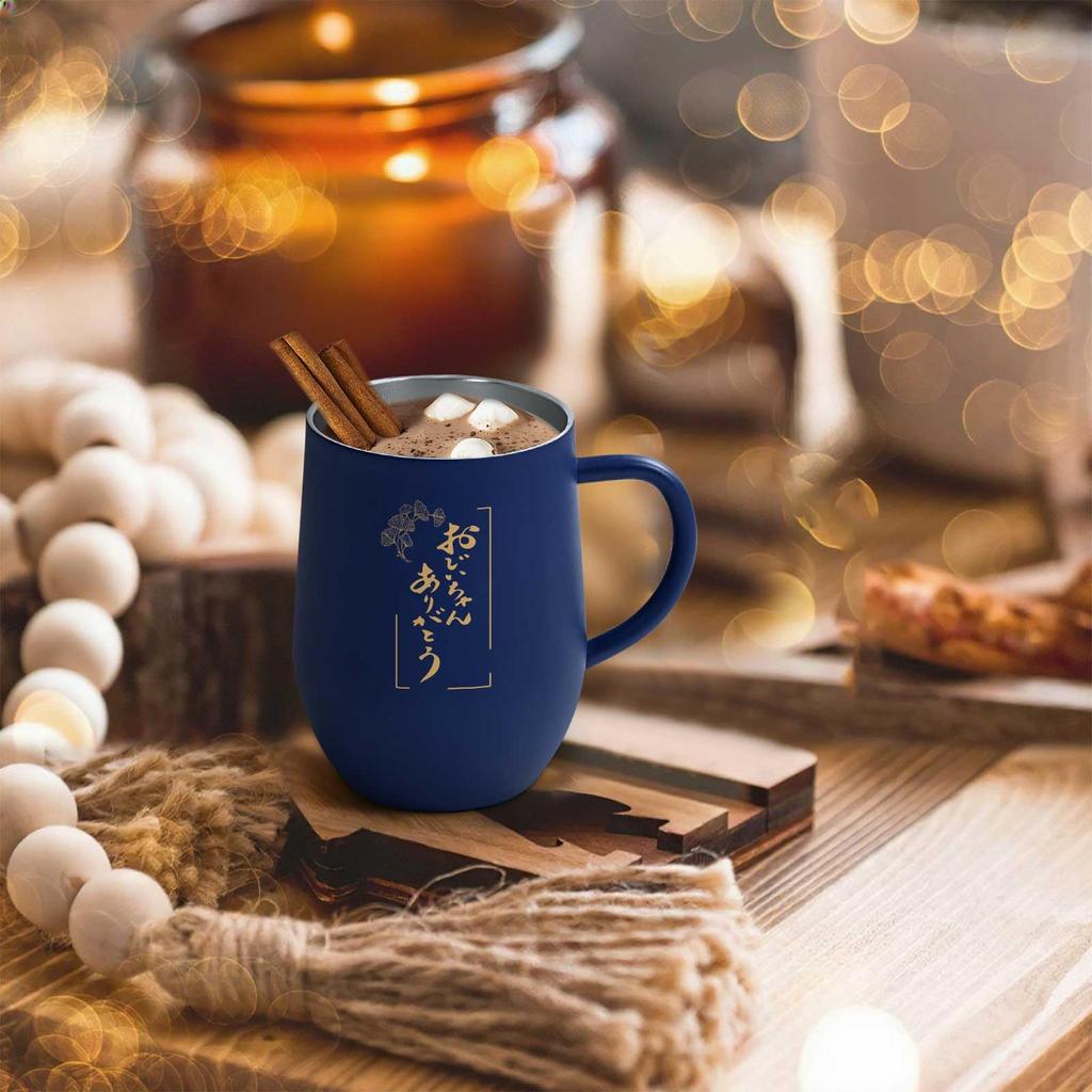 Livole 350ml Dark Blue Stainless Steel Tumbler with Vacuum Keeps Hot or Includes Lid and Perfect for or Perfect for Respect for the Aged or "Thank