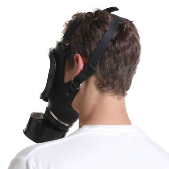 Kafa Takılan Geniş Görüşlü Hava Borulu Duman Geçirmez Filtreli Tam Yüz Gaz Maskesi