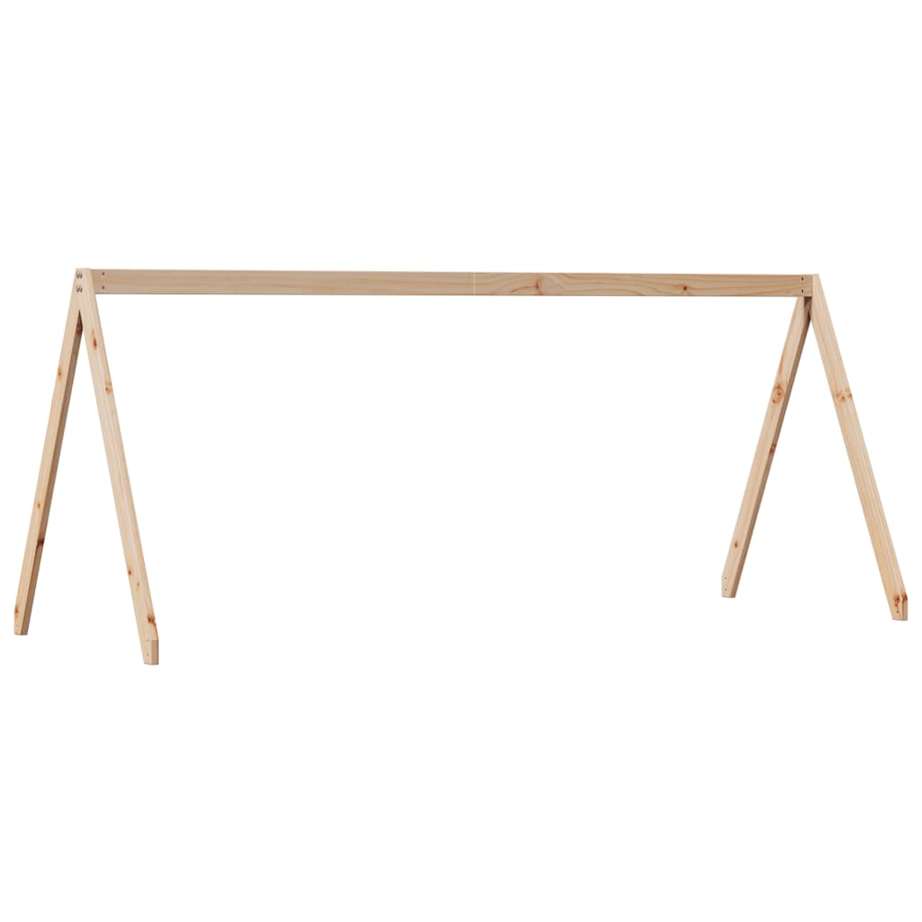 High Bed with Ladder and Canopy 80x200 cm Solid Pine Wood