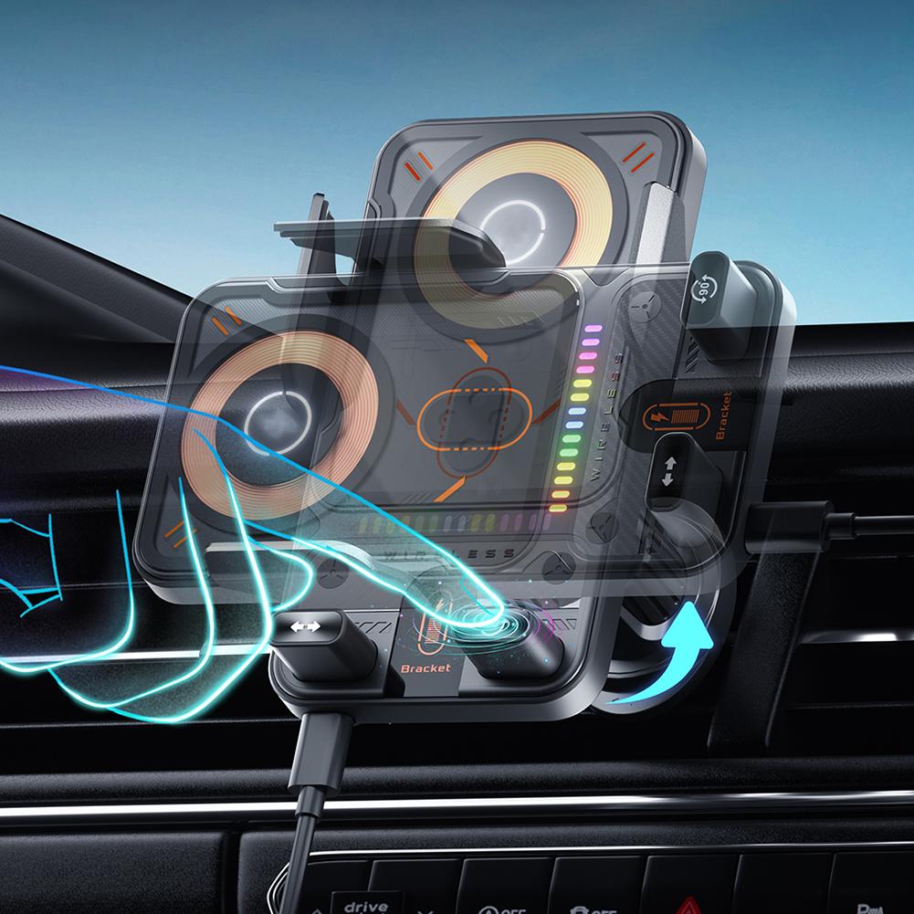 Car Wireless Charger Magnetic Auto Car Holder Phone Mount For Samsung Infrared Induction 15W Fast Charging Station