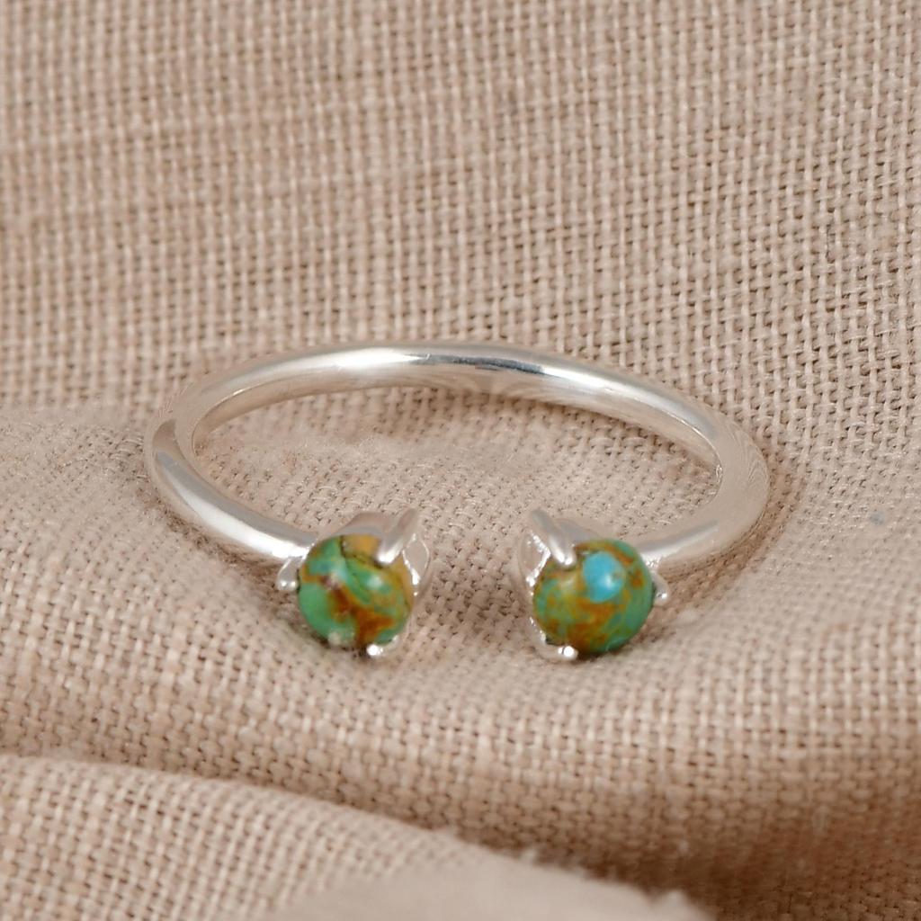 Kingman Turquoise Ring, 925 Sterling Silver Ring, Minimalist Turquoise Band Ring, Dainty Gemstone Ring, December Birthstone Gift