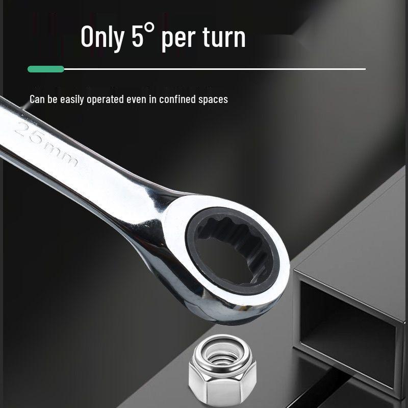 72-Tooth Dual-Ended Ratchet Wrench: Quick Spline, Bidirectional Multi-Function Auto Repair Tool Set