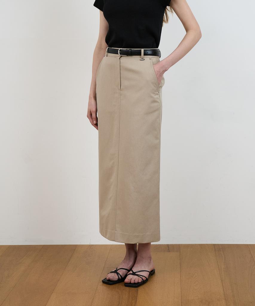 Dehebe Minimal Cotton Long Skirt [Beige]