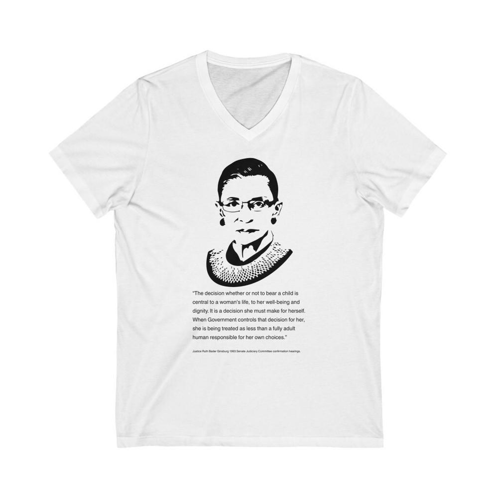 

Justice Ruth Bader Ginsburg Roe V Wade Quote Unisex Short Sleeve V-Neck Tshirt Tops Tee 4XL