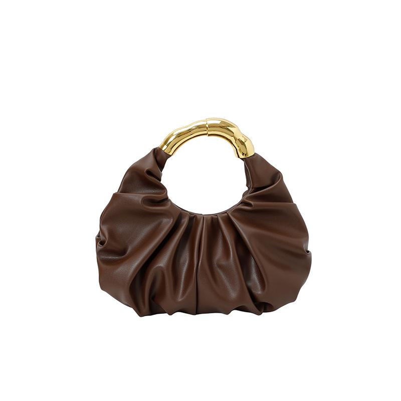 Fashi Borse da Donna Arricciate Manico in Metallo di Lusso Borse a Mano Lusso Morbido PU Pelle Piccola Borsa Tote Elegante Borsa a Pochette da Festa 2026