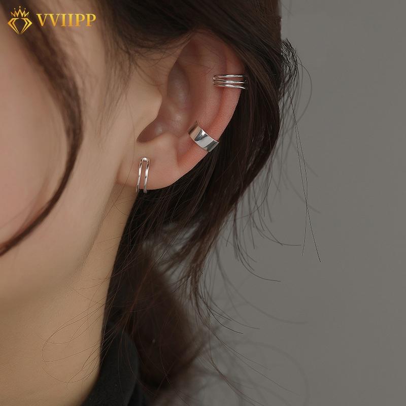 

Модные серебряные серьги-клипсы для женщин, простые золотые зажимы для ушей, ювелирные аксессуары, набор серег