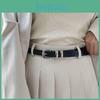 Elegant Black Vintage Women's Belt With Silver Buckle For Dress And Pants Outfits