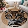 Leopard Tiger Print Circular Carpet Animal Pattern Printed Carpet Anti Slip Entrance Door Mat Living Room Bedroom Decoration Rug