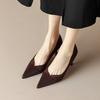 Escarpins à bout en V, talons fins, talons aiguilles pointus, tempérament français, patchwork élégant, escarpins à bout léger, chaussures simples
