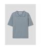 Open Collar Boucle Knit Pullover Sky Blue