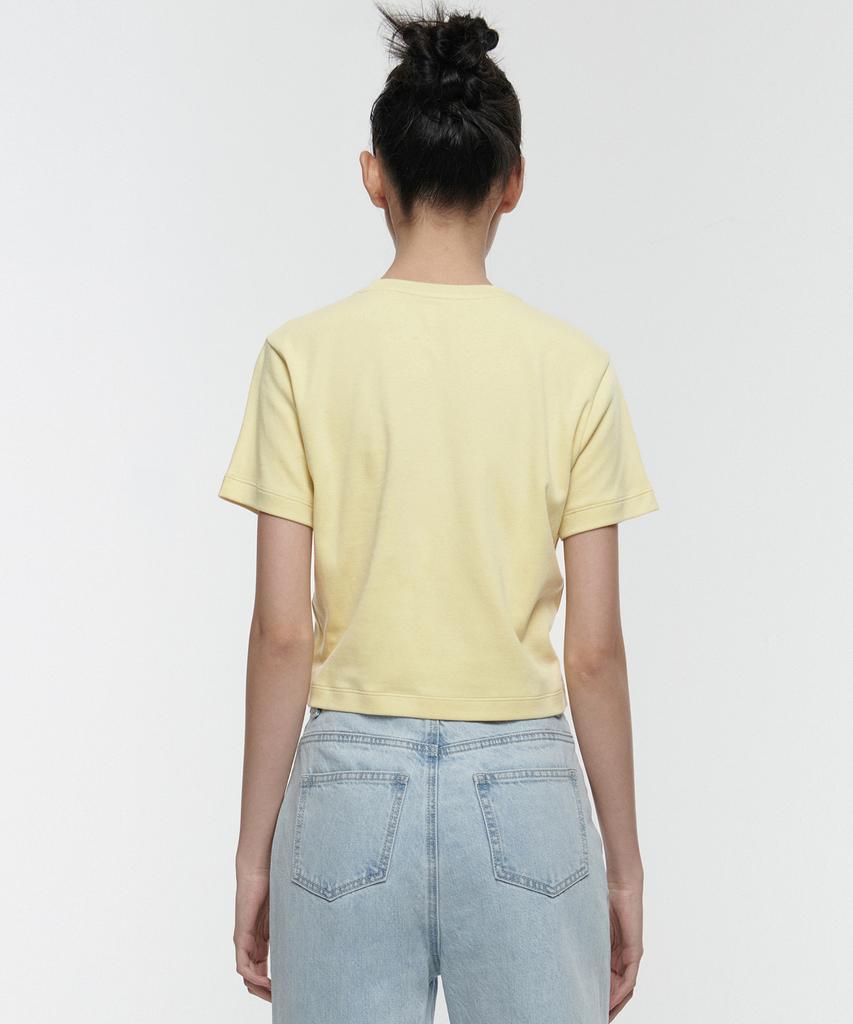MUSINSA STANDARD WOMAN Women'S Crew Neck Crop T-Shirt [Light Yellow]