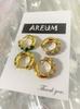 AREUM Earrings and Rings, Jimin Motif, Set of 2, Gold and Green, One-Touch Earrings (Gold and Clear)
