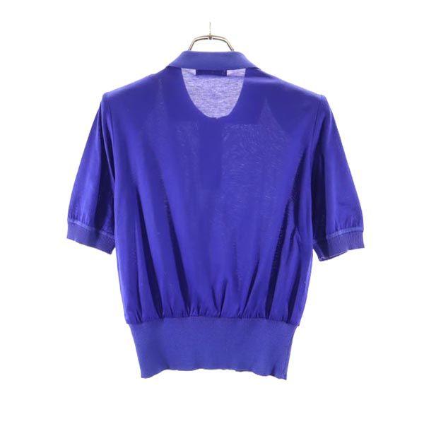 Yves Saint Laurent 90s Short Sleeve Half Button Shirt M Blue Women Used