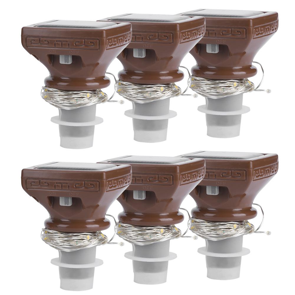6PCS 20LED Solar String Lights Waterproof Wine Bottle Cork Lamp for Wedding Party Decoration