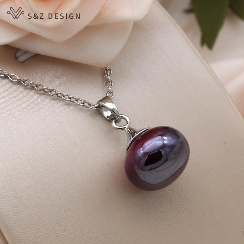 Fashion Wine Red Round Beads Pendant Necklace For Women Party Rose Gold Color Collarbone Chain Jewelry