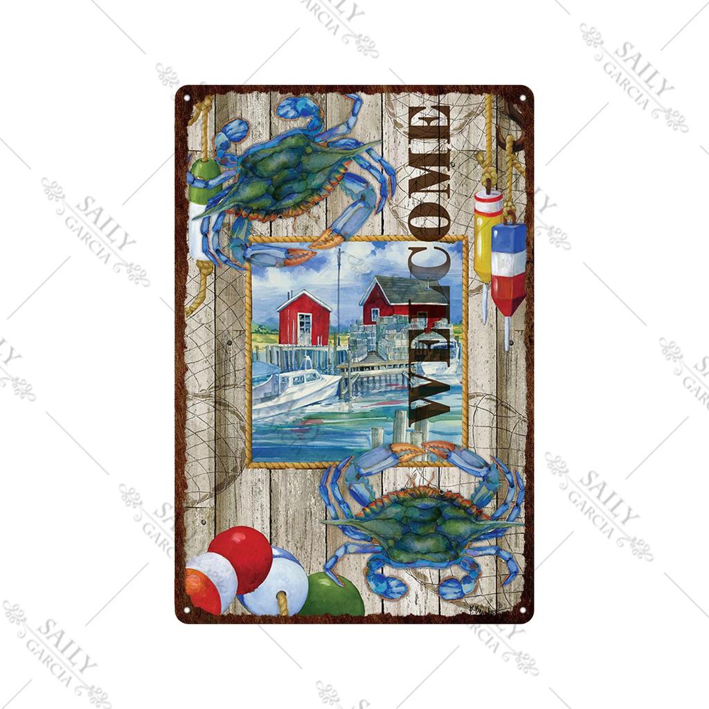 Welcome Home Vintage Metal Tin Sign Garden Wall Decor Metal Poster Sweet Home Tin Sign Family Farm Beach Hut Metal Plates Pla