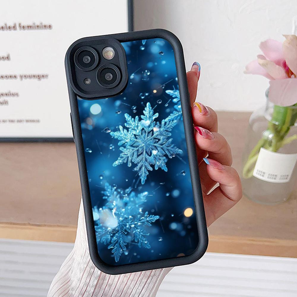Winter Snowflake Mobile Cell Phone Case for iPhone 17 16 15 14 13 12 11 Air Pro Max Plus Thicken TPU Colorful Cover Luxury Cover