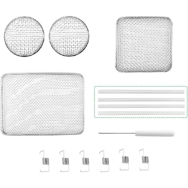 RVGUARD RV Flying Ect Screen, RV Furnace Vent Cover Bug Screen 2 Pack 2.8 X 1.3 Inch Stainless Steel Mesh With Tallation Tool And Silicone Rubber