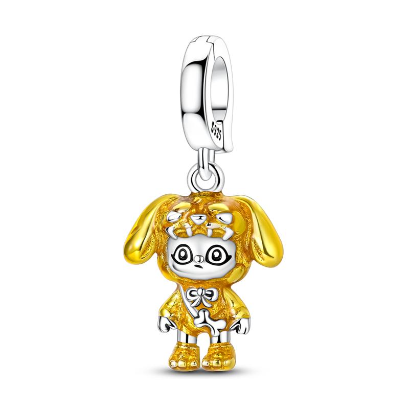 925 Silver Cartoon Doll Theme Series Pendants Bear Piggy Wizard Dwarf Charms Fit Original Bracelet Necklace Jewelry