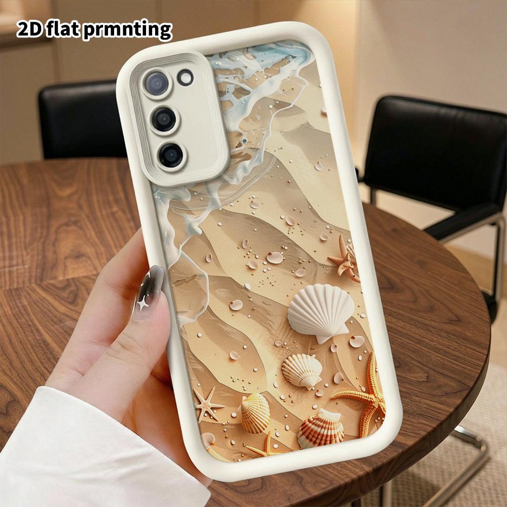 Phone Case: 2D Flat Samsung Galaxy A34 A35 M05 M06 S20 S22 S21 FE Plus 5G Layered Protective Case, Ocean Wave Shell, Christmas and Halloween Gift