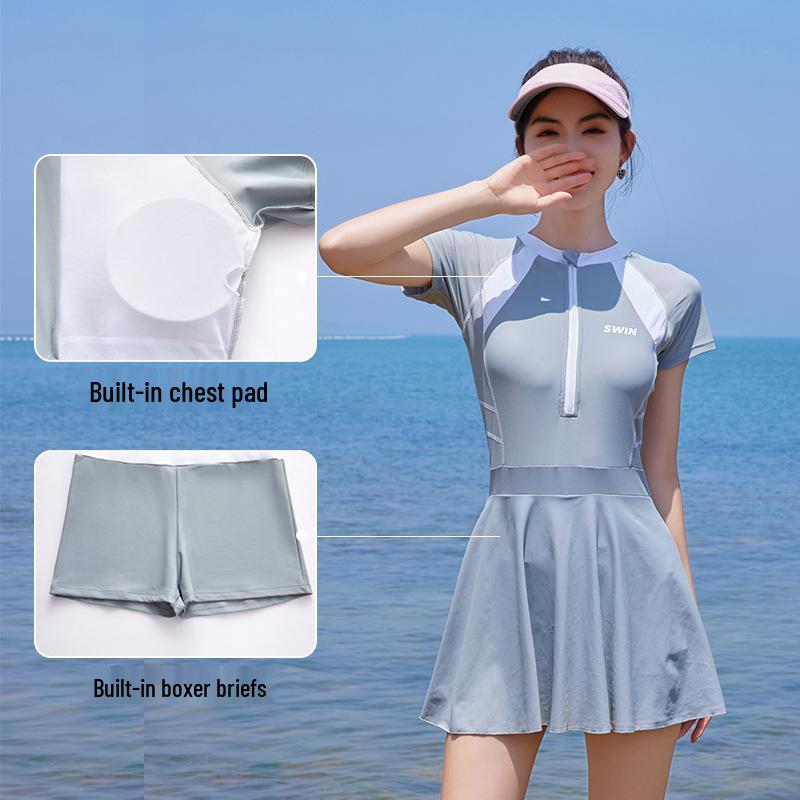 High-Waisted Slimming Women's Sporty Swim Skirt for Diving and Training